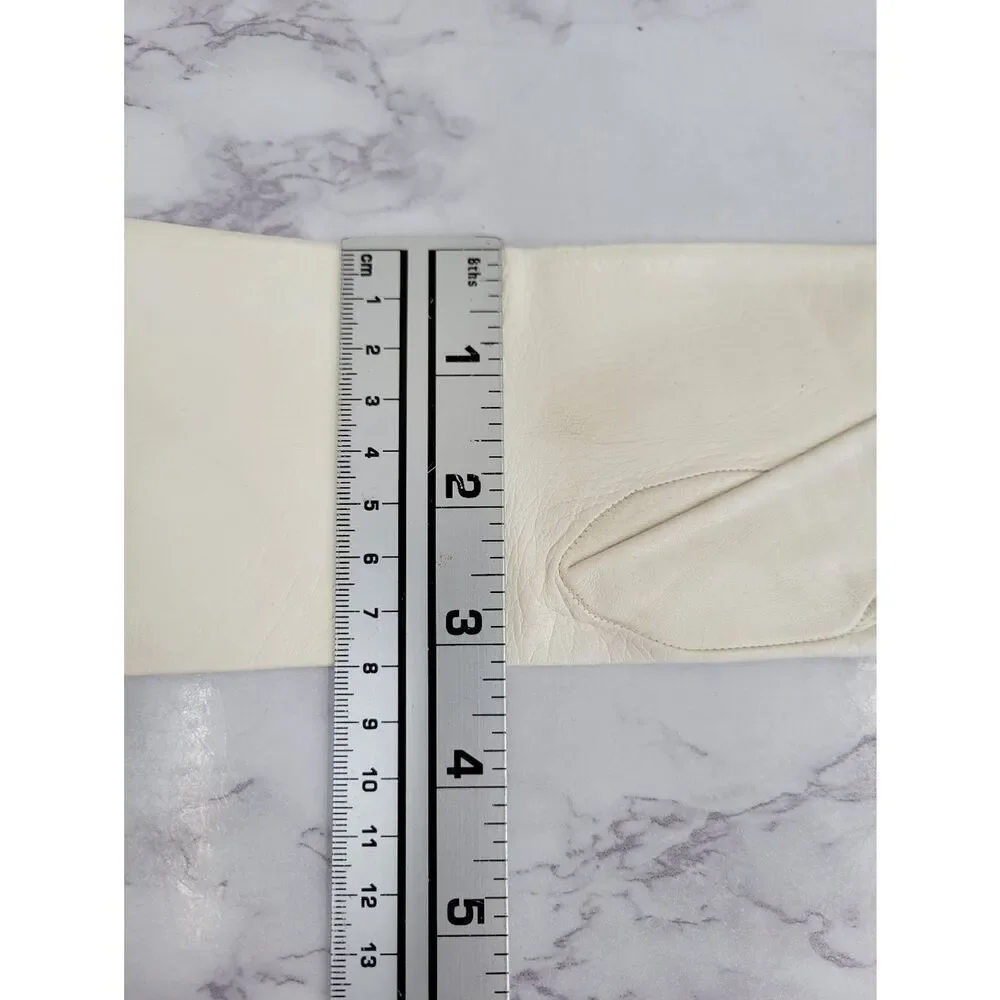 Lavabile Vintage 50s Long Ivory White Leather Gloves
